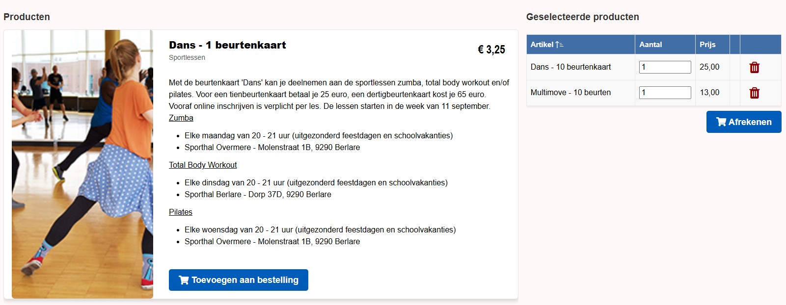 Screenshot van de module i-Sale