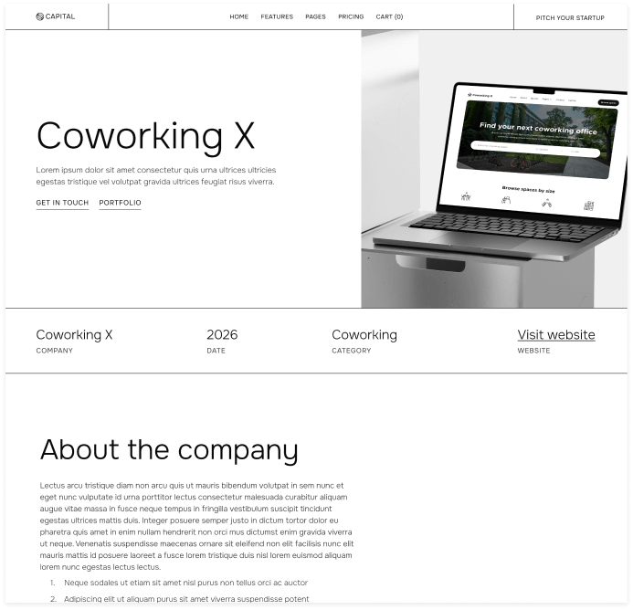 Capital - Portfolio Single Page - Venture Capital Webflow Template | Brix Templates