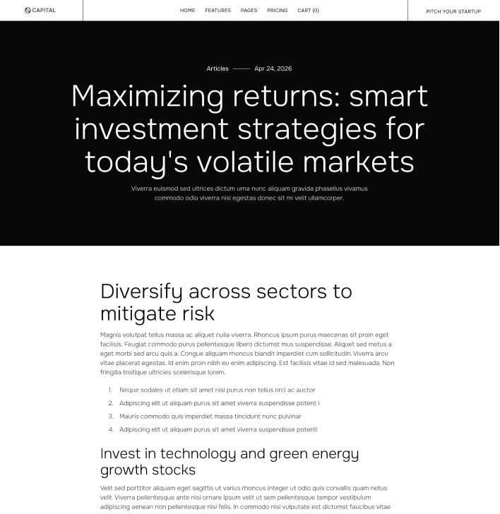 Capital - Blog Post Main Page - Venture Capital Webflow Template | Brix Templates