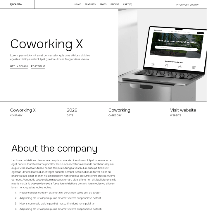 Capital - Portfolio Single Main Page - Venture Capital Webflow Template | Brix Templates
