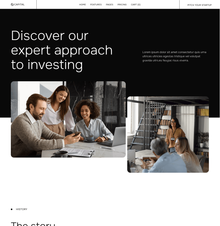 Capital - About Main Page - Venture Capital Webflow Template | Brix Templates