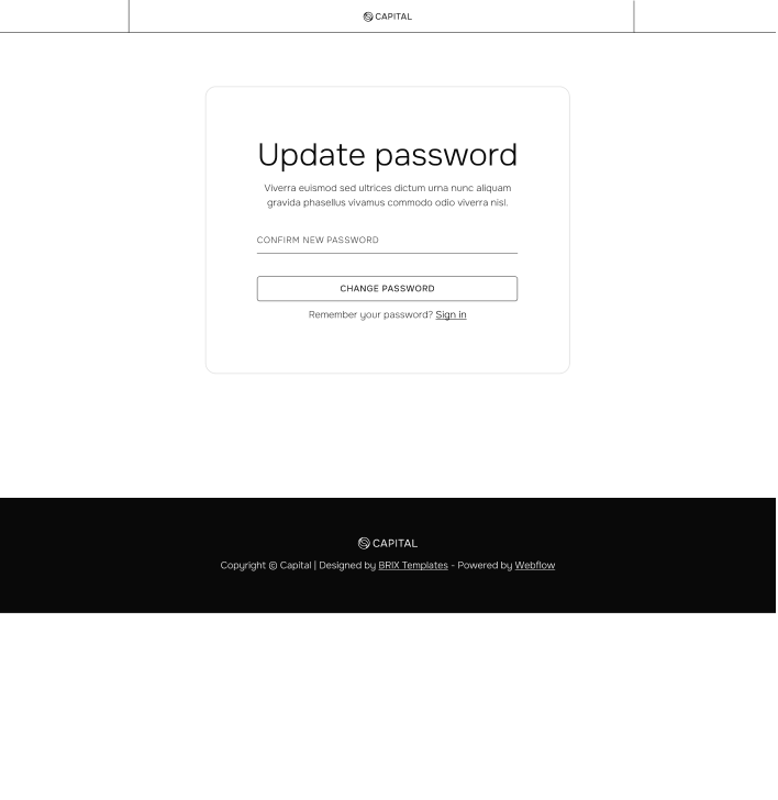 Capital - Update Password Utility Page - Venture Capital Webflow Template | Brix Templates
