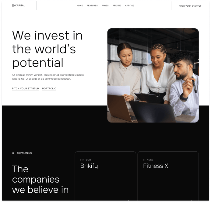 Capital - Home V2 Main Page - Venture Capital Webflow Template | Brix Templates