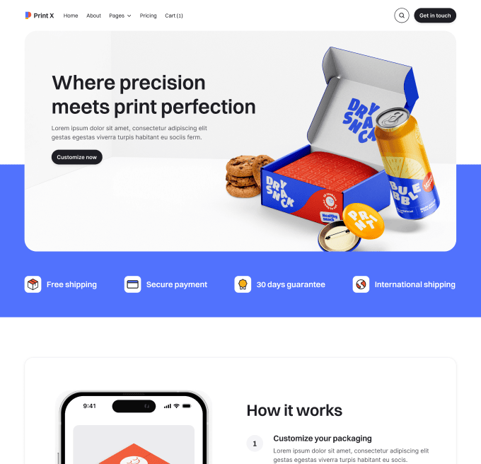 Print X - Home V1 Page - Printing Services Webflow Template
