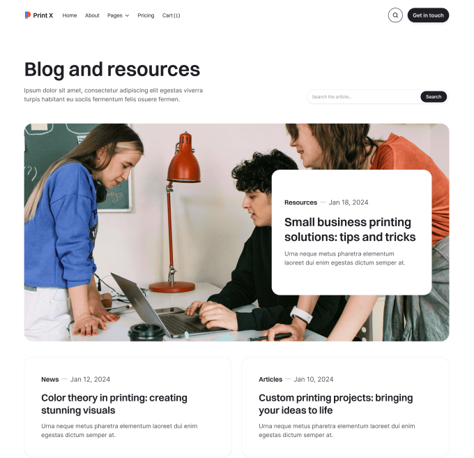 Print X - Blog V2 Page - Printing Services Webflow Template