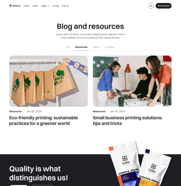 Print X - Blog Category Main Page - Printing Services Webflow Template