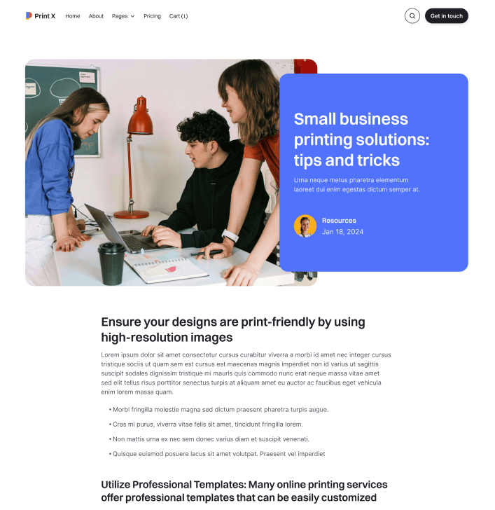 Print X - Blog Posts Main Page - Printing Services Webflow Template