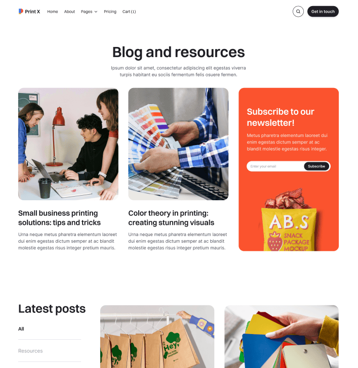 Print X - Blog V3 Main Page - Printing Services Webflow Template