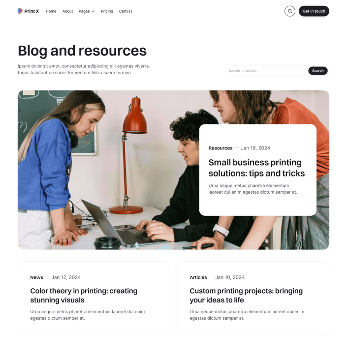 Print X - Blog V2 Main Page - Printing Services Webflow Template