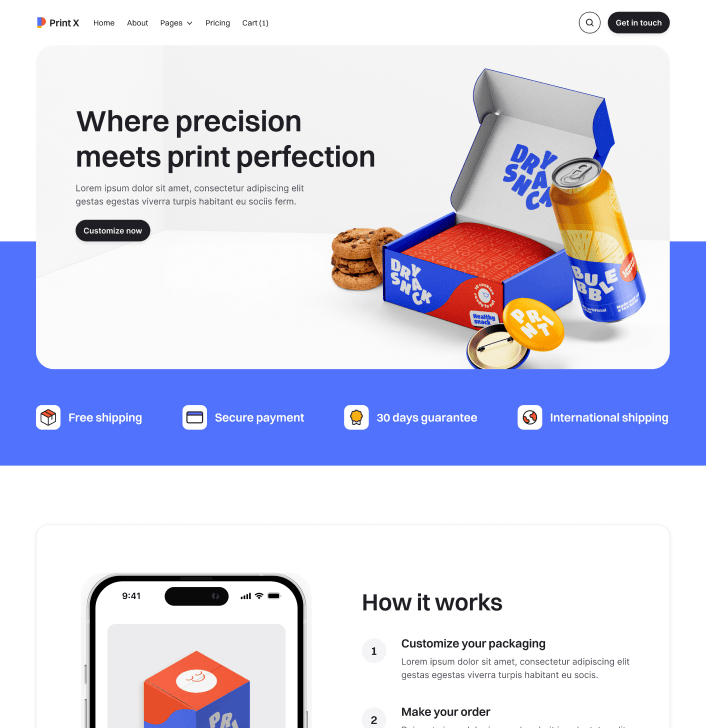 Print X - Home V1 Main Page - Printing Services Webflow Template
