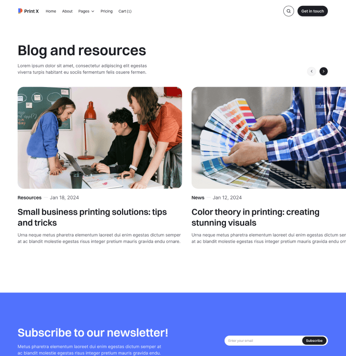 Print X - Blog V1 Main Page - Printing Services Webflow Template
