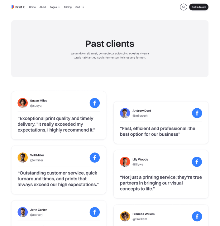 Print X - Past Clients Main Page - Printing Services Webflow Template