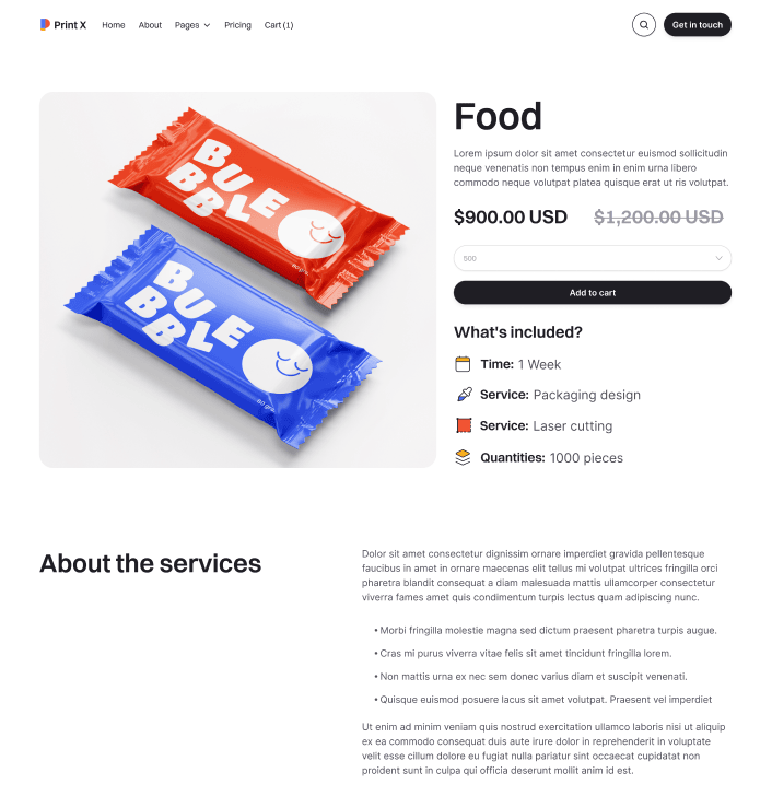Print X - Products Single Main Page - Printing Services Webflow Template