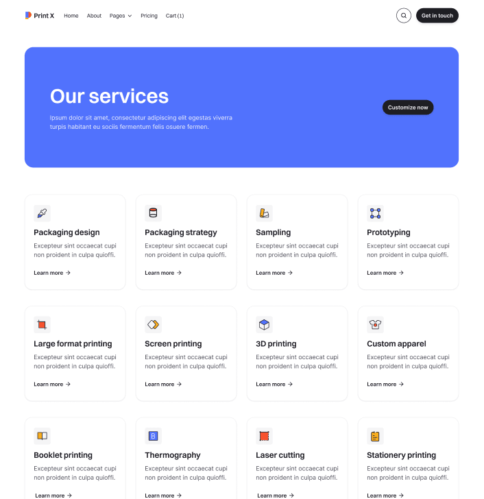 Print X - Services Main Page - Printing Services Webflow Template