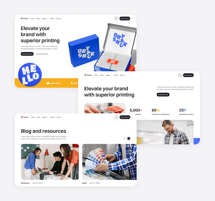 Print X - 60 Sections Included - Printing Services Webflow Template
