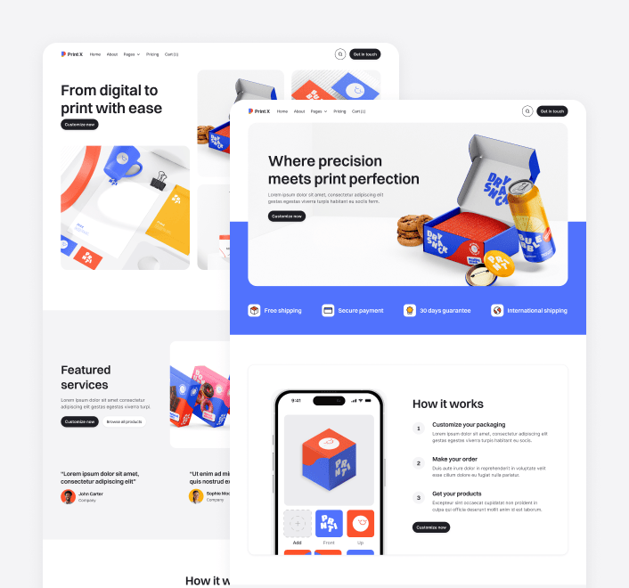 Print X - 20 Pages Included - Printing Services Webflow Template