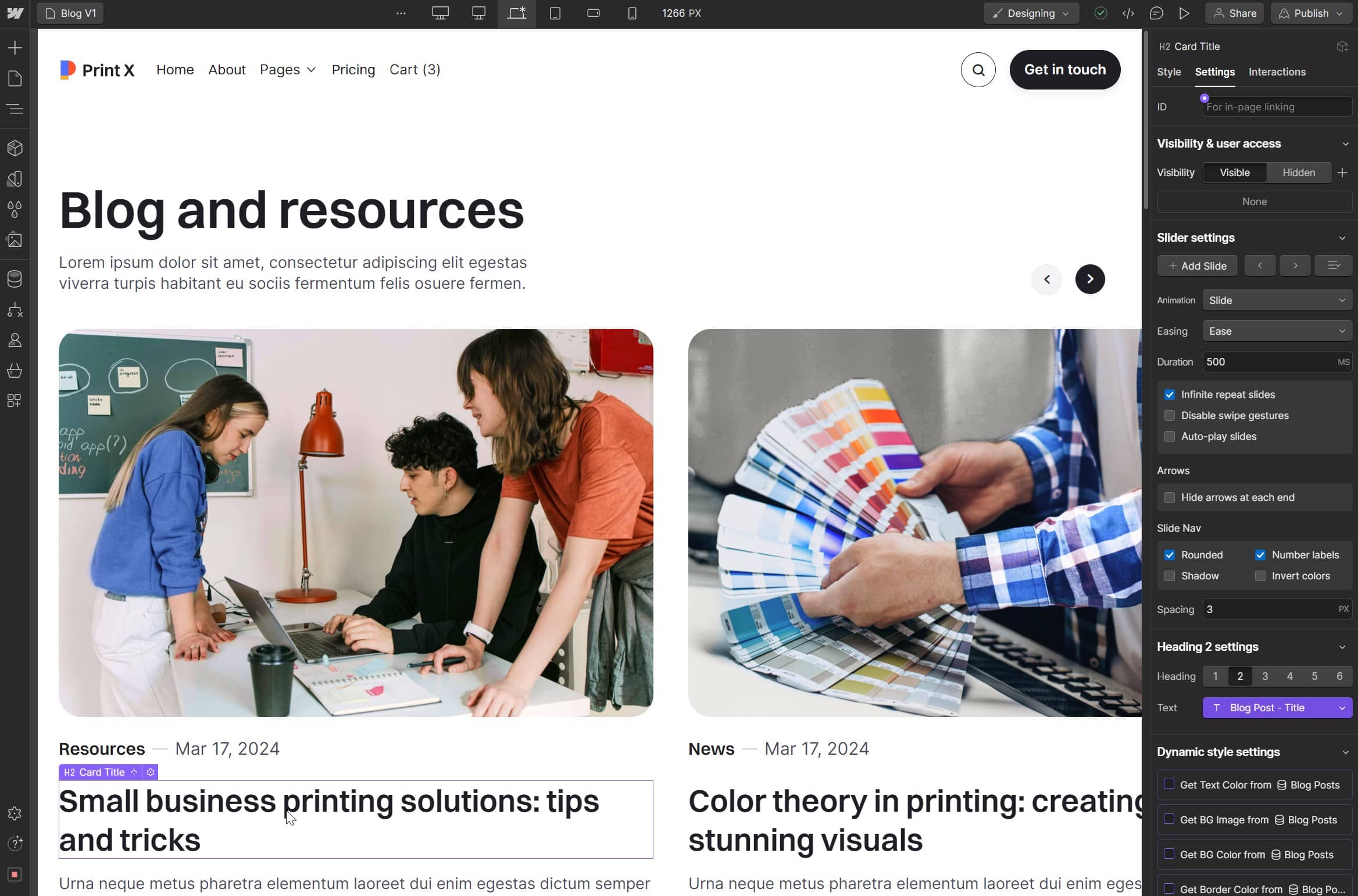 CMS Content - Print X Webflow Template