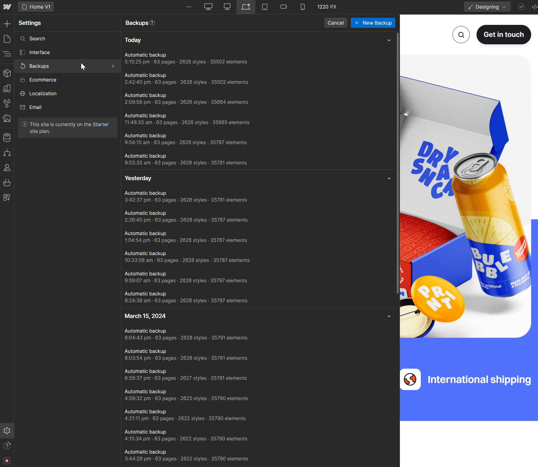 Backups - Print X Webflow Template