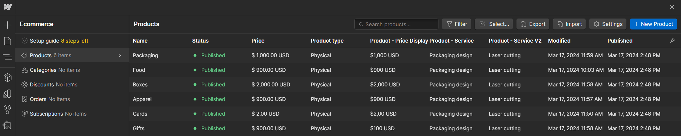 Ecommerce Collection - Print X Webflow Template