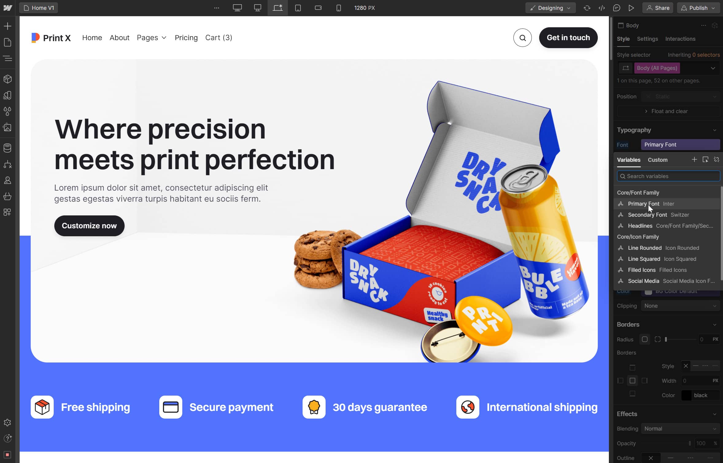 Typography - Print X Webflow Template