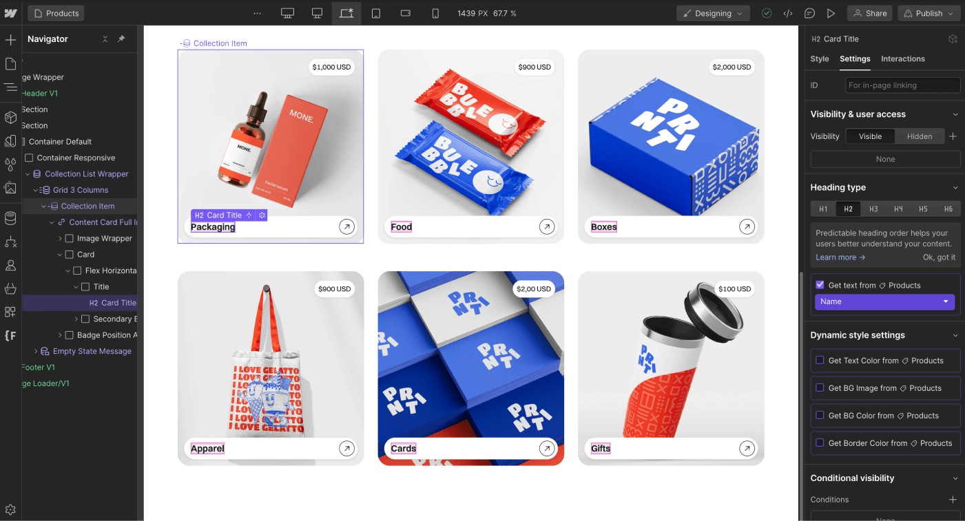 Ecommerce Content - Print X Webflow Template