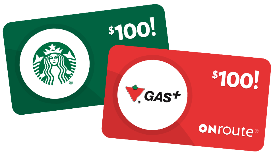 ONroute $100 gift cards