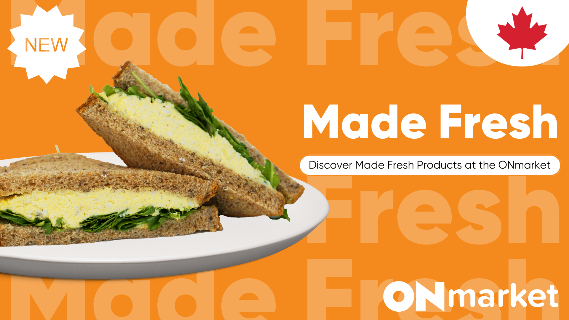 Sandwich on plate on an orange background