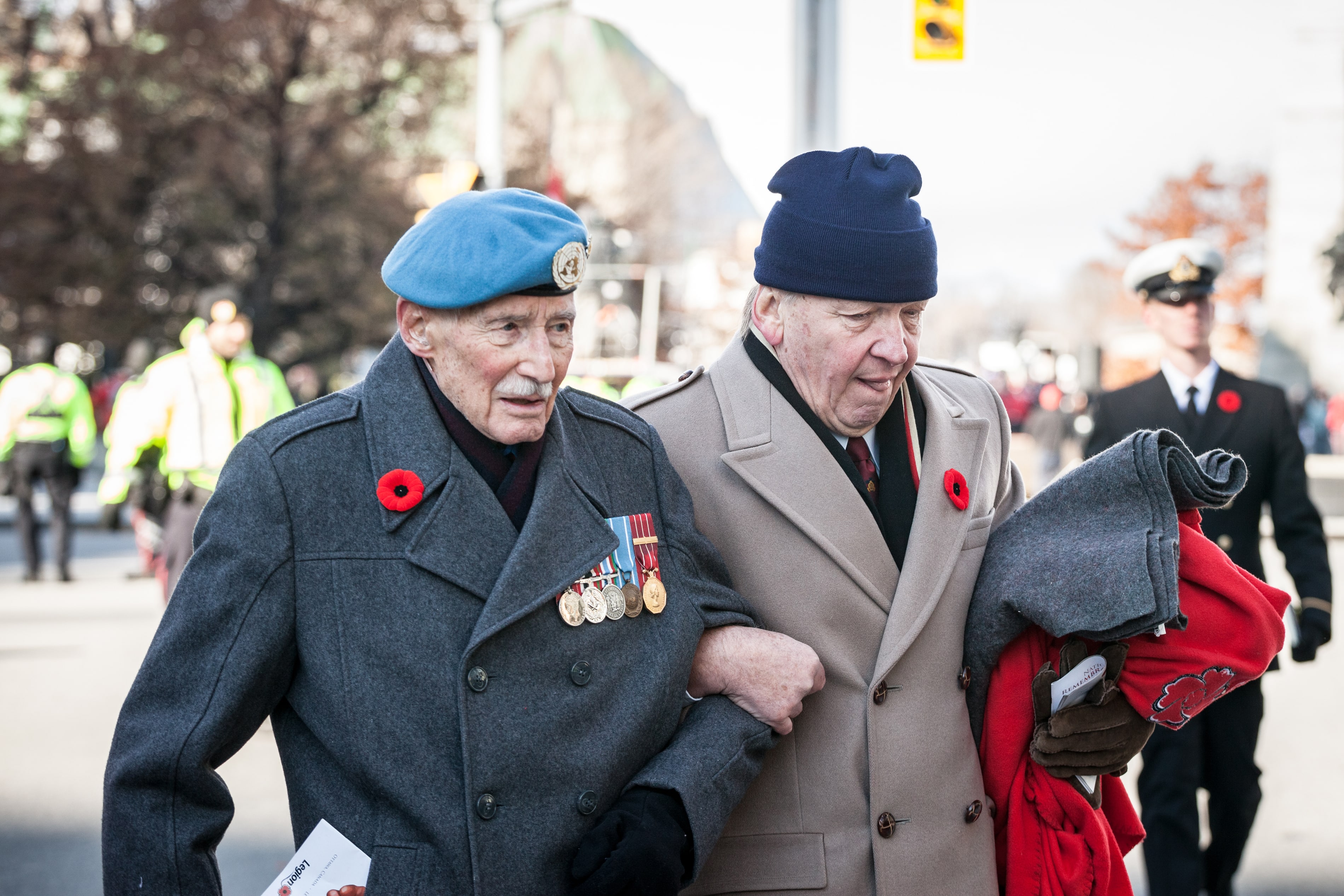 Veterans wearing poppies