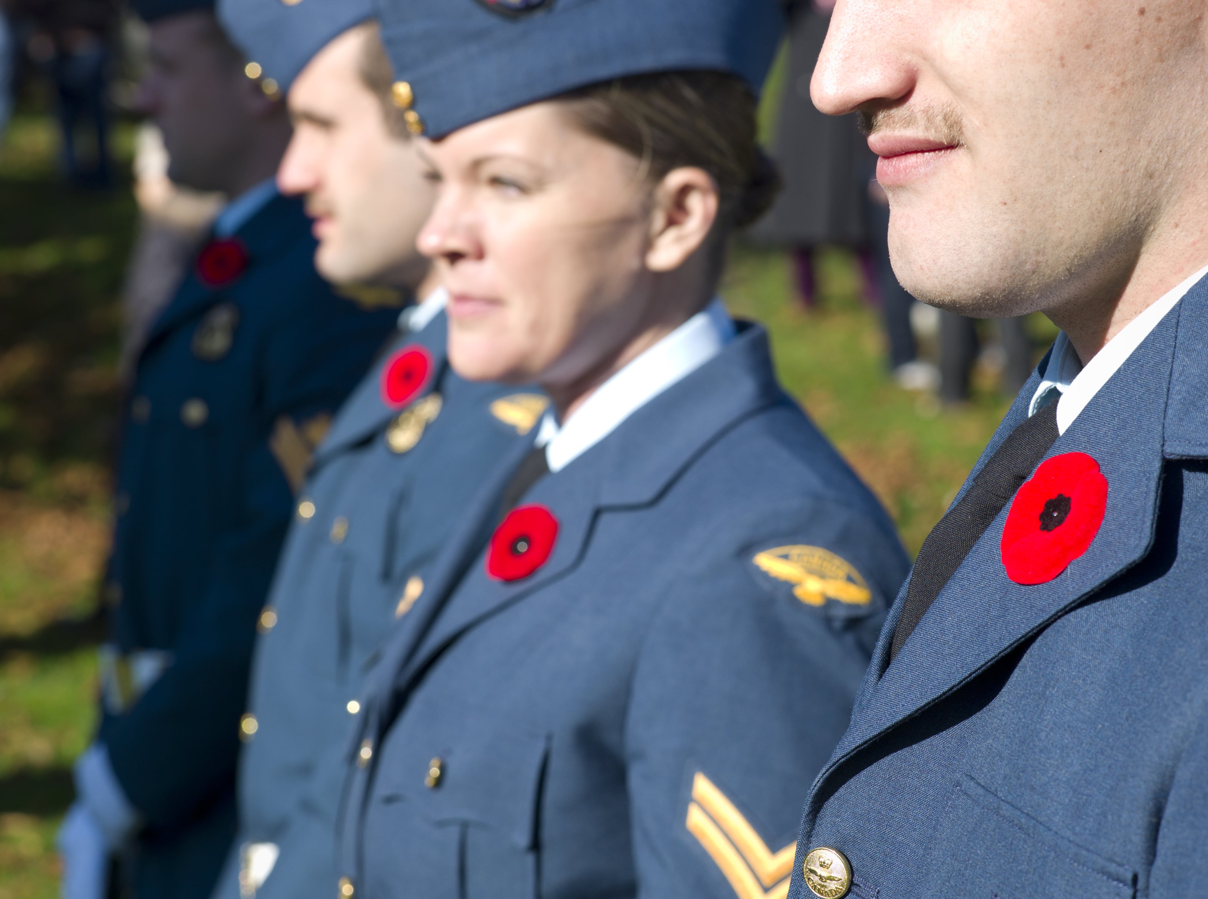 Soldiers wearing poppies