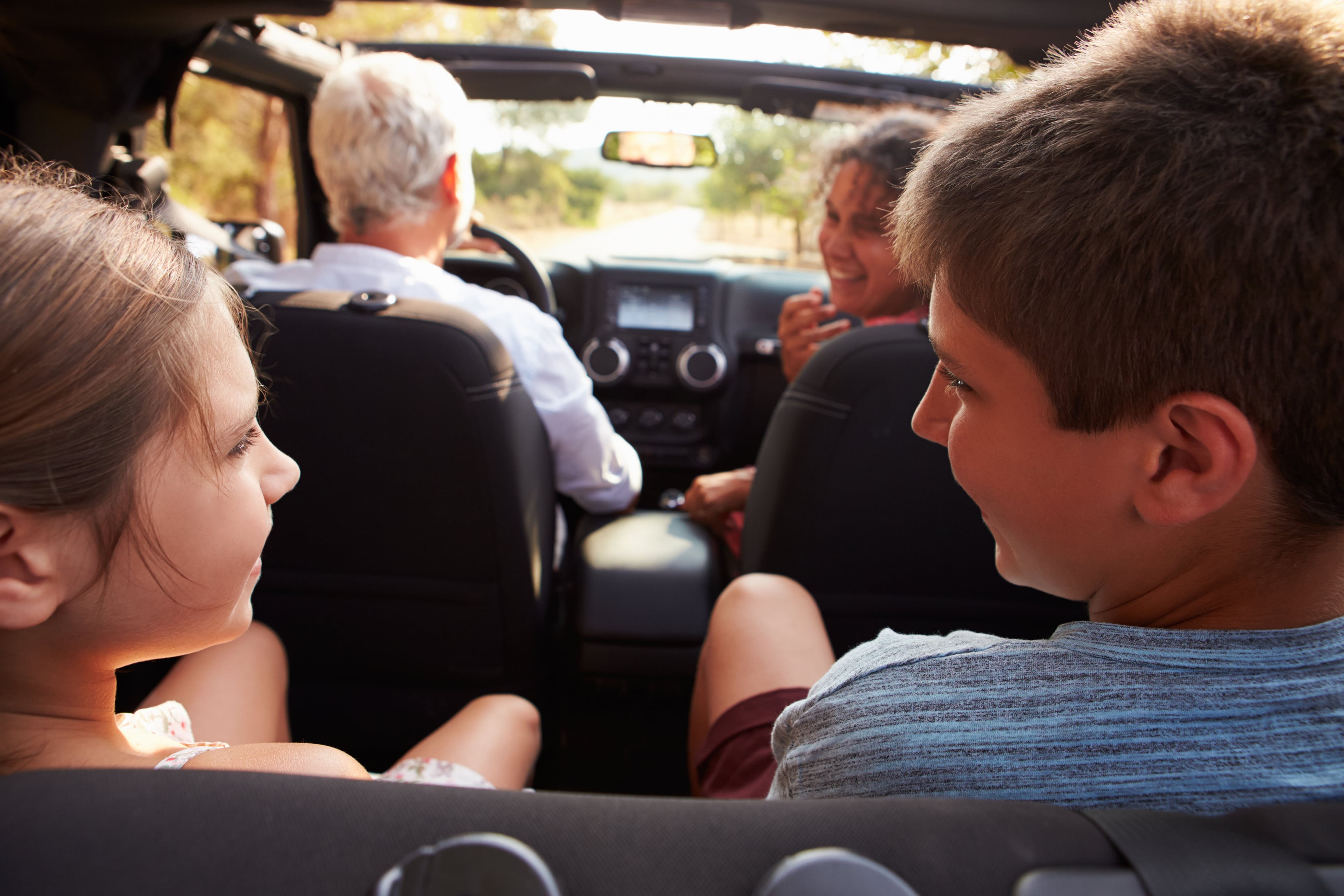 Children in the back seat of a vehicle