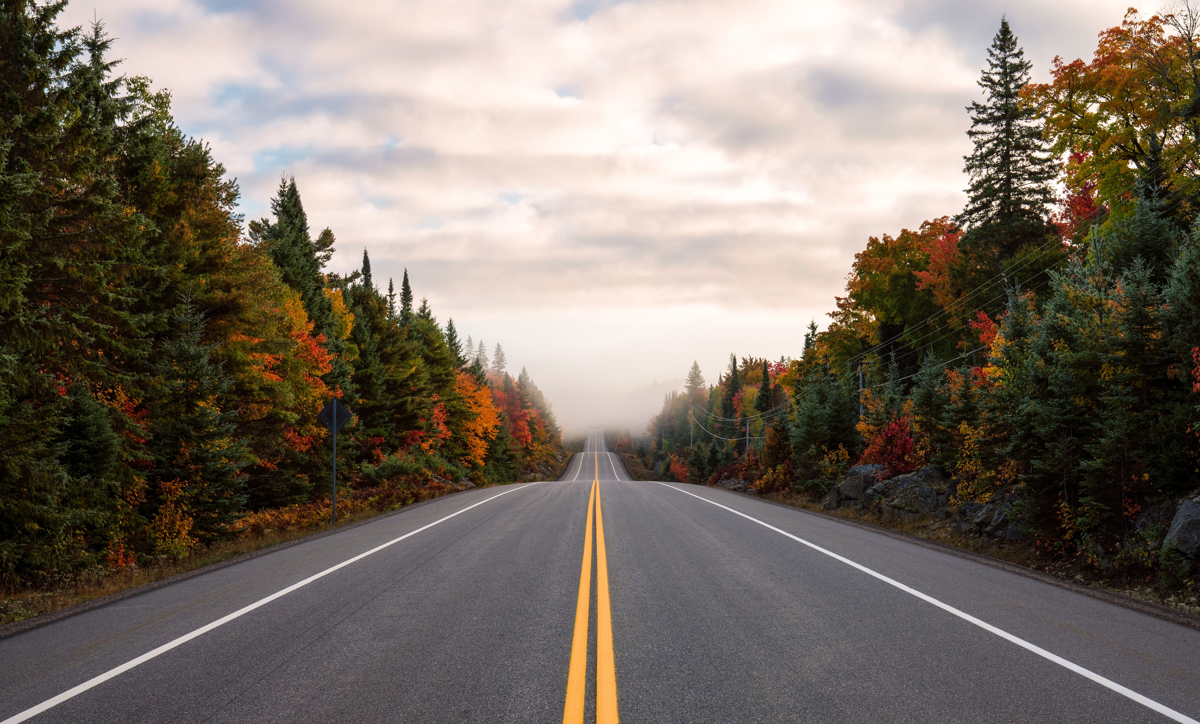 Empty backroad during Fall season