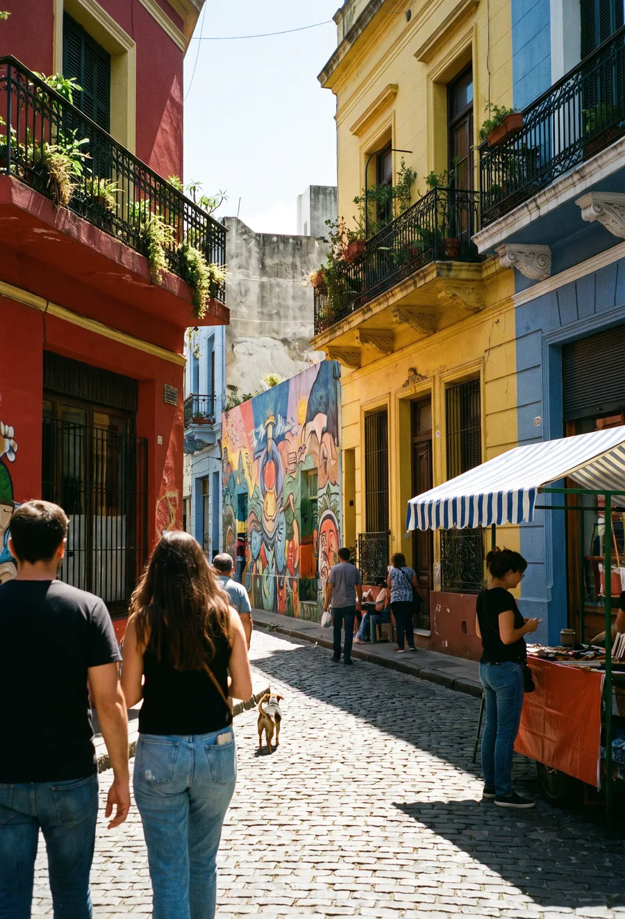 Calle empedrada del barrio de San Telmo, Buenos Aires