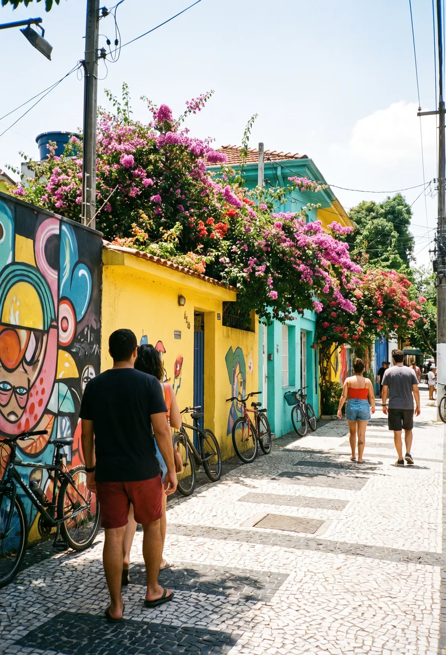 Calle con murales en Vila Madalena, São Paulo