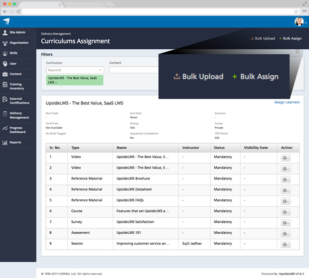 Bulk Curriculum Assignment