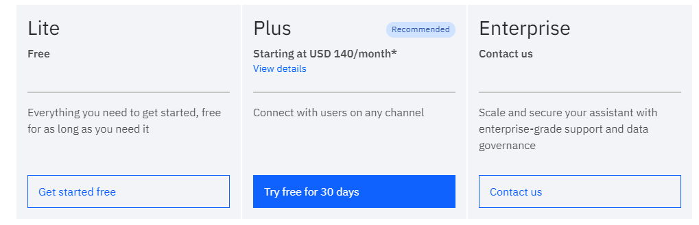 IBM Watson Assistant Pricing_chatbot companies