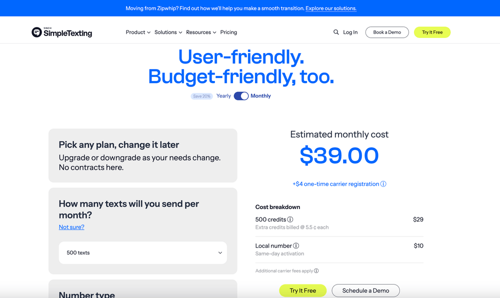SimpleTexting pricing_text messaging service for business