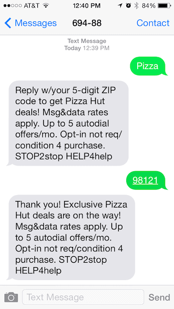 Pizza Hut Restaurant_2-way sms