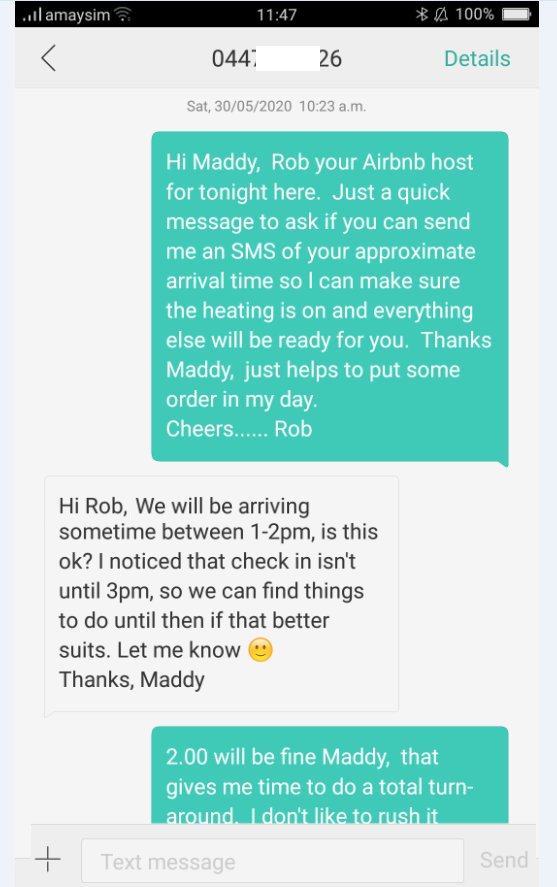two-way text messaging_Airbnb messaging