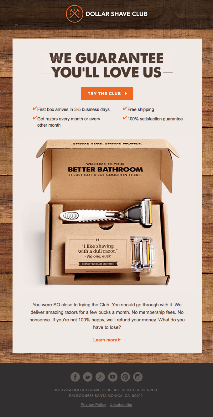 Dollar Shave Club_cart recovery email examples
