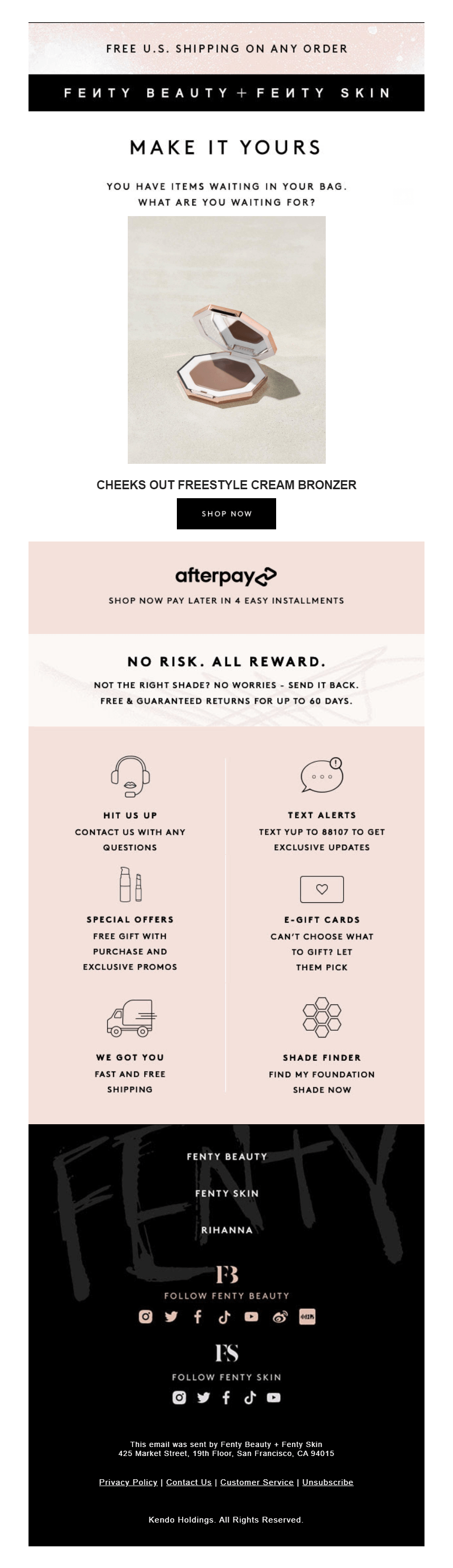 Fenty Beauty_cart recovery email examples