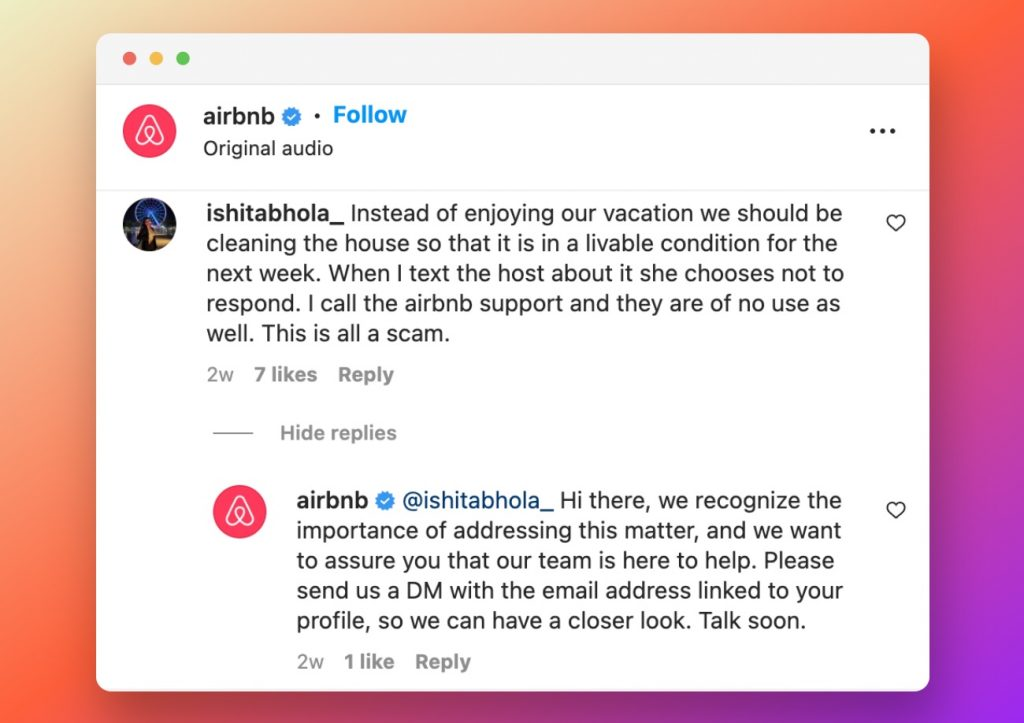 post purchase experience_airbnb social listening