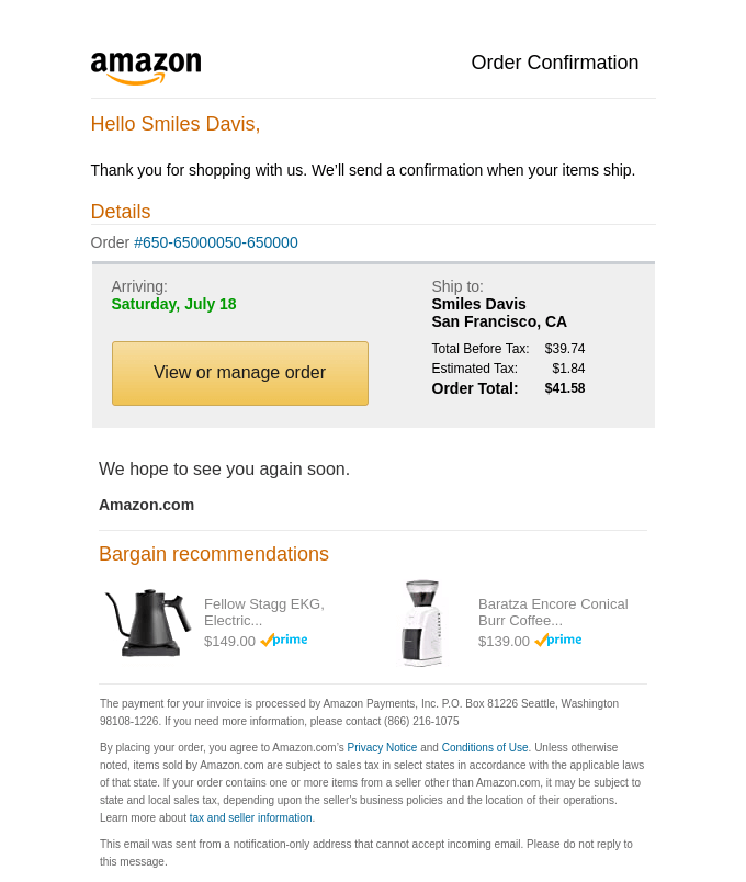 post purchase email_order confirmation