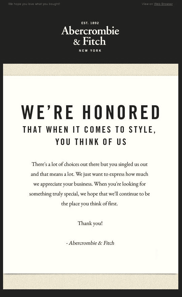 post purchase email_thank you mail