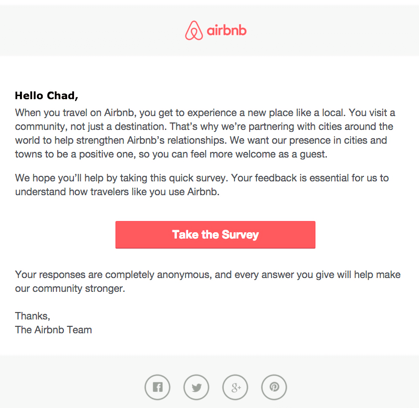 post purchase email example_survey email