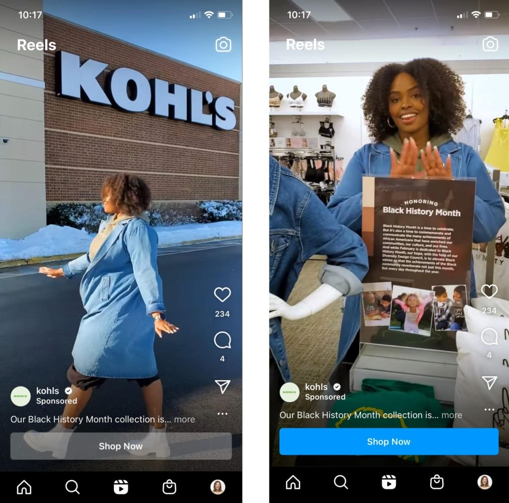 Example of an Instagram reel ad_Ecommerce sales funnel