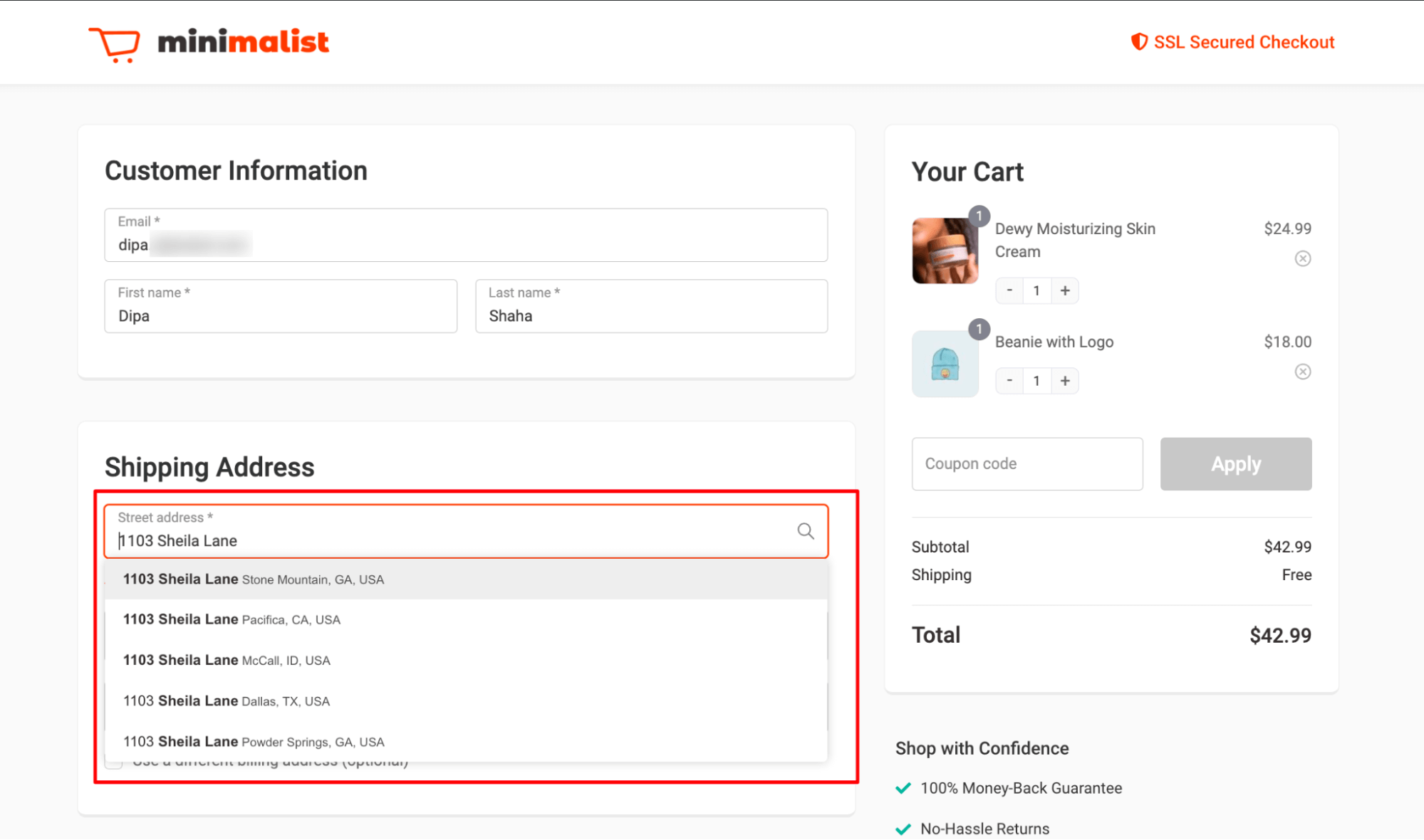 Predictive entry on checkout page_Ecommerce sales funnel