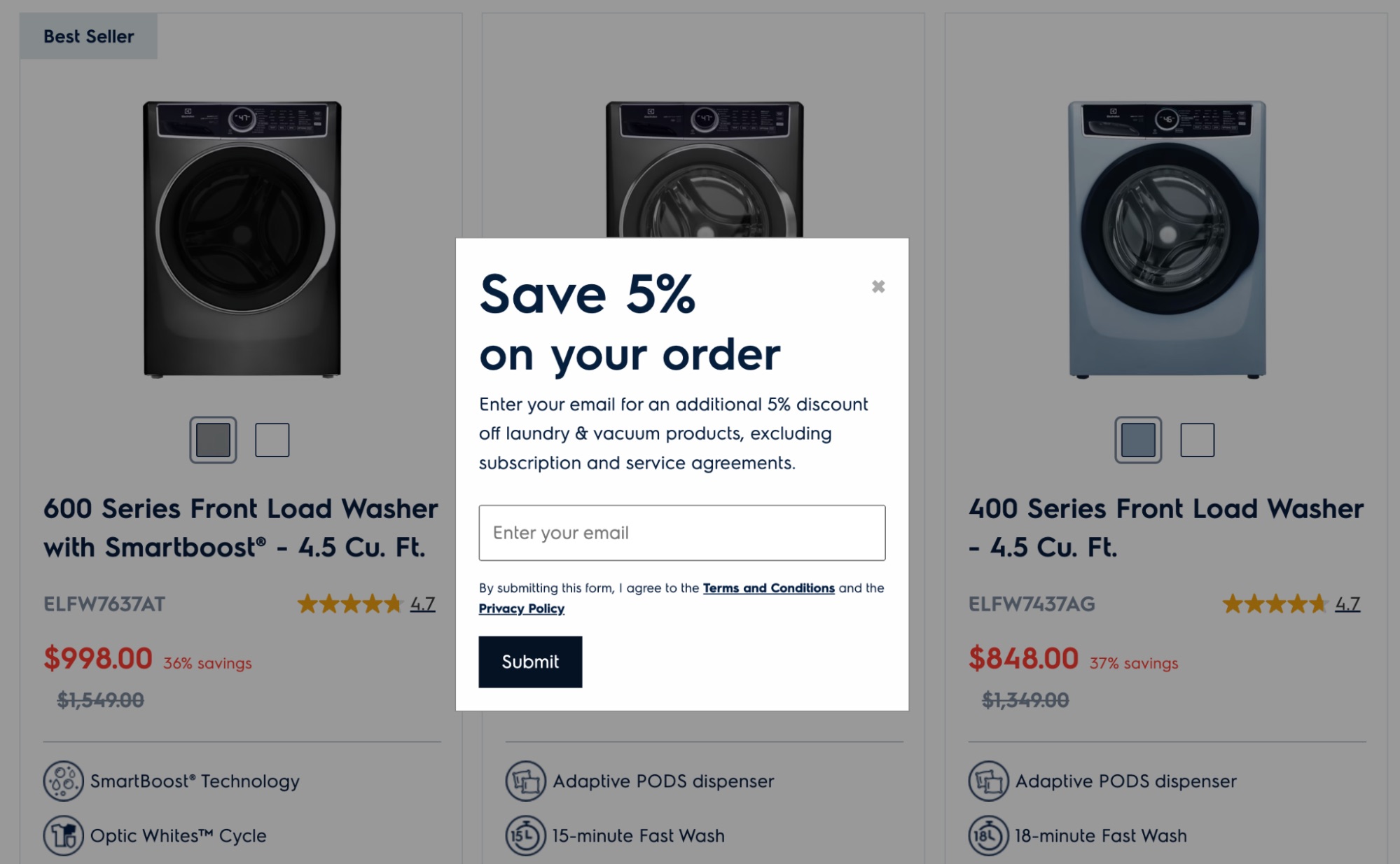Discount offer email signup_Ecommerce conversion funnel