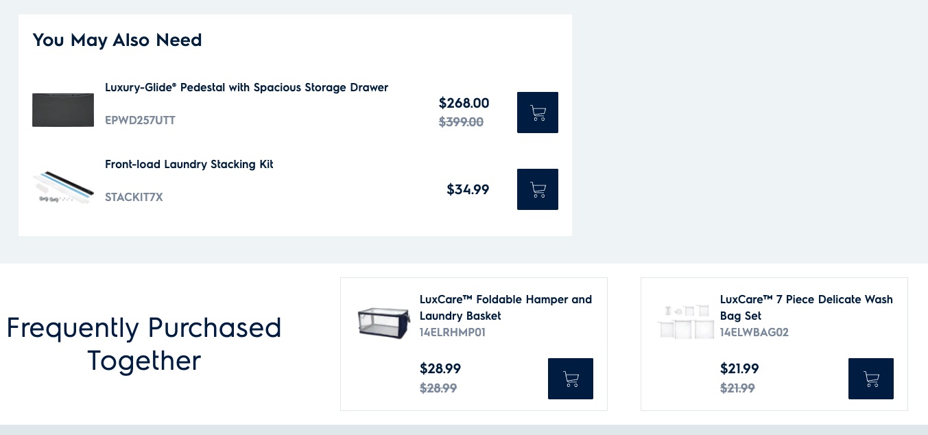 Electrolux upsell example_Ecommerce conversion funnel