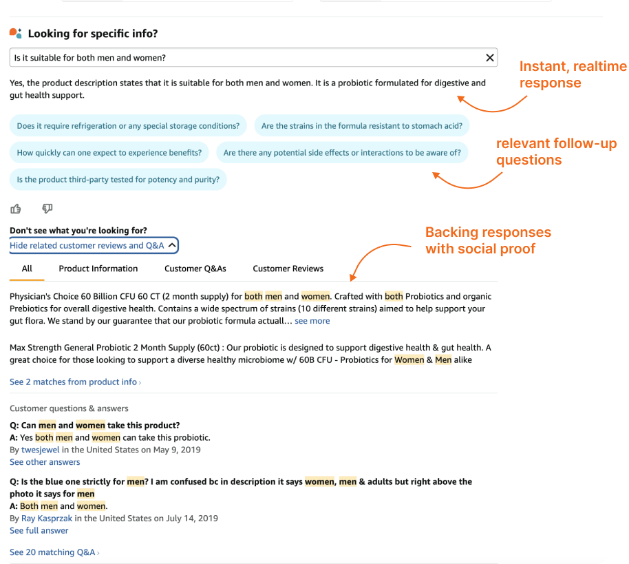 amazon AI FAQs_instant response with social proof