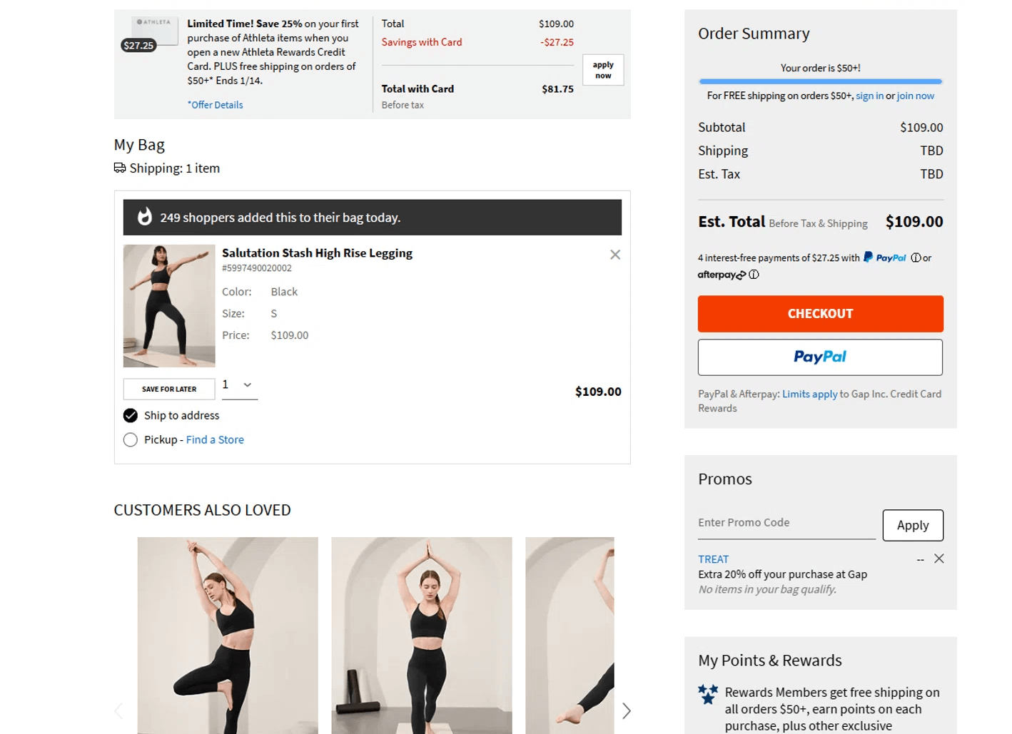 Athleta - Checkout_conversion funnel in ecommerce